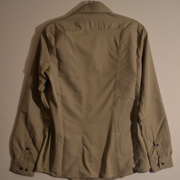 ARAMARK FLEXFIT Gray-Tan Polyester Long Sleeves Buttons-Down Shirt Women's XSMR - Picture 3 of 7